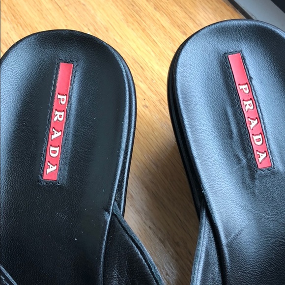 Prada Linea Rosa Leather Platform Sandals - Picture 7 of 7